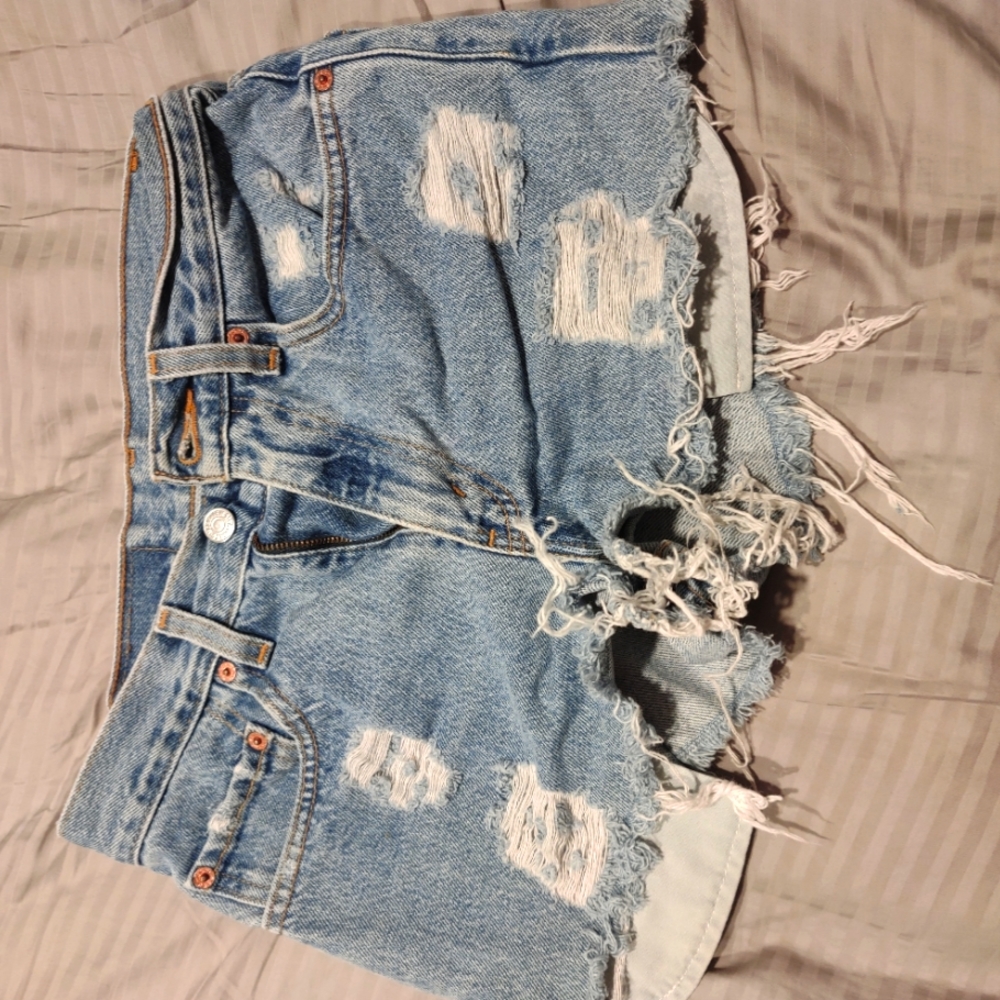 Cutoff jean shorts